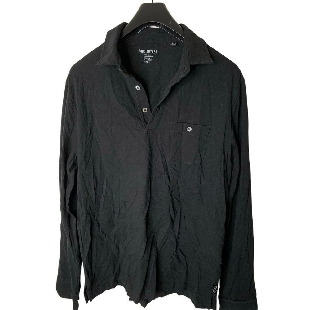 Todd Snyder 100% cotton long sleeve polo black men's size XL